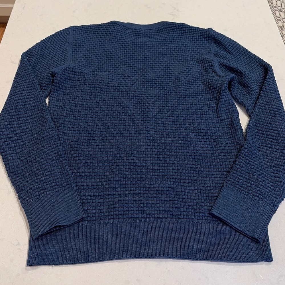 Polo Ralph Lauren Sweater Womens Medium Blue Waffle Knit Cotton Preppy Classic - Picture 4 of 9